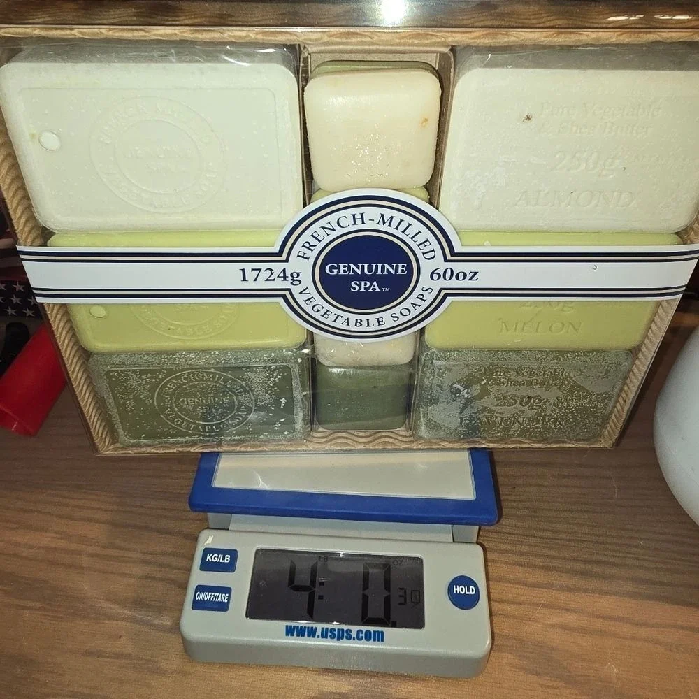 French Milled Vegetable Soap 4 POUNDS! Lavender Melon Almond Exfoliating Vintage